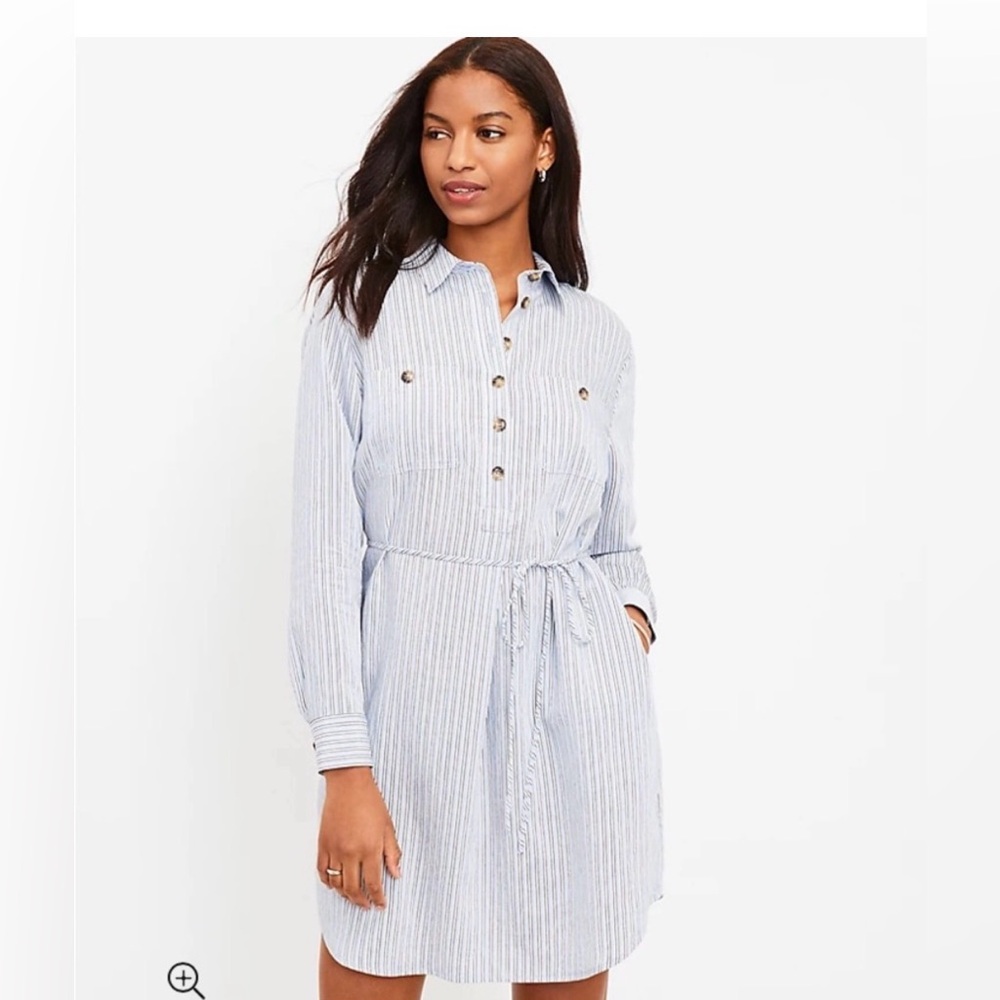 LOFT Blue and White Striped Blouse